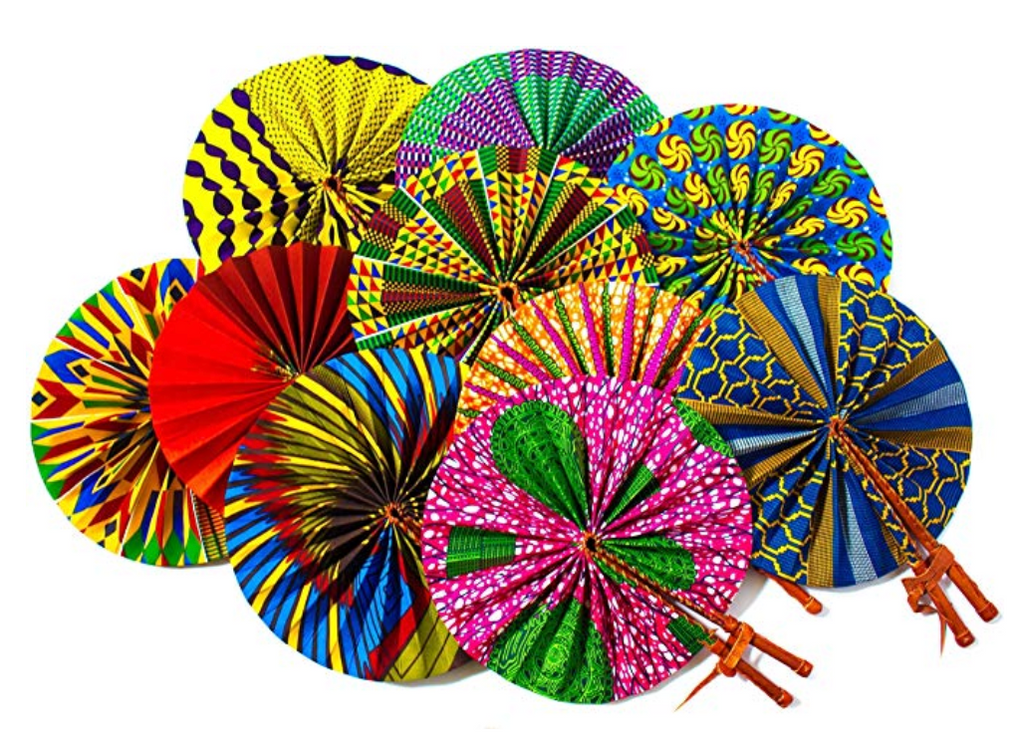 African Fan/African Fabric Fan/Ankara Fan/ Leather Folding Fan/ African Sougou collection - AFRICAN SOUGOU
