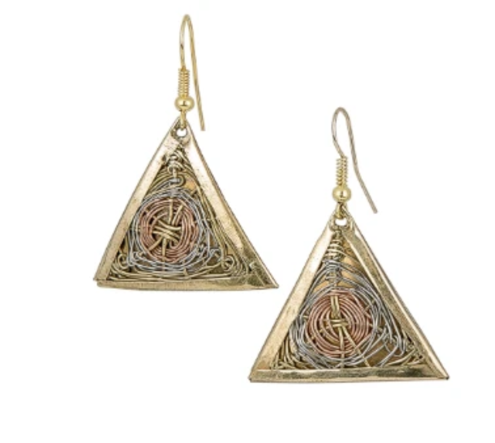 Handmade 3 Toned Basket Weave Earrings || African Sougou Collection