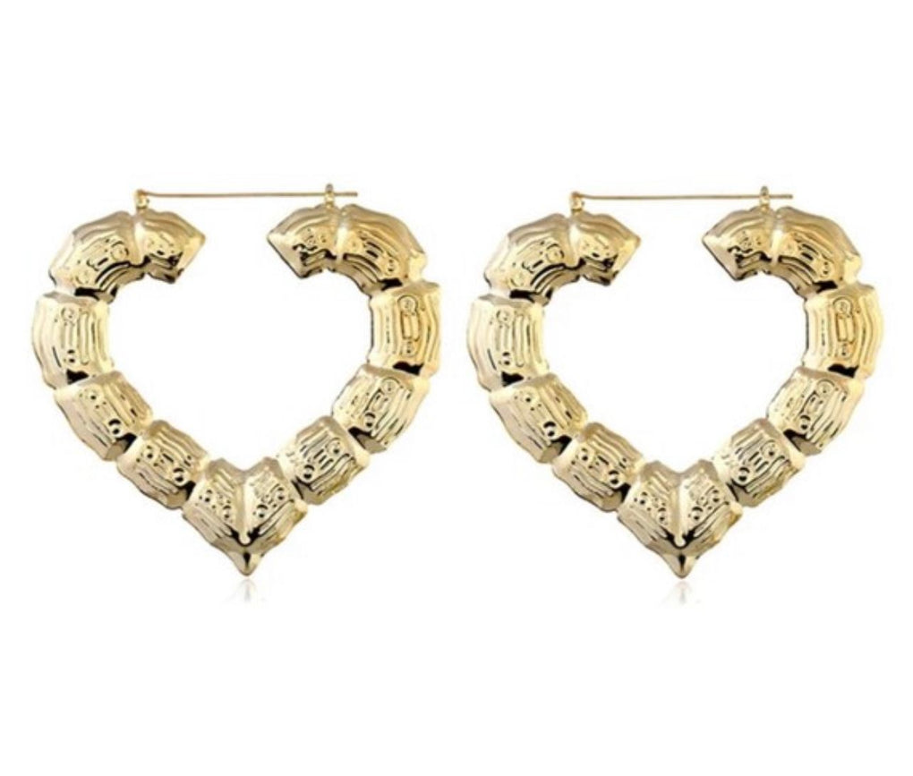 Gold and Silver Heart Earrings