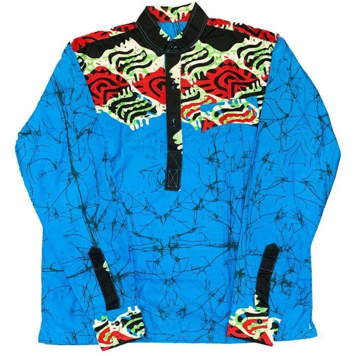 Blue Men long sleeves shirt - AFRICAN SOUGOU