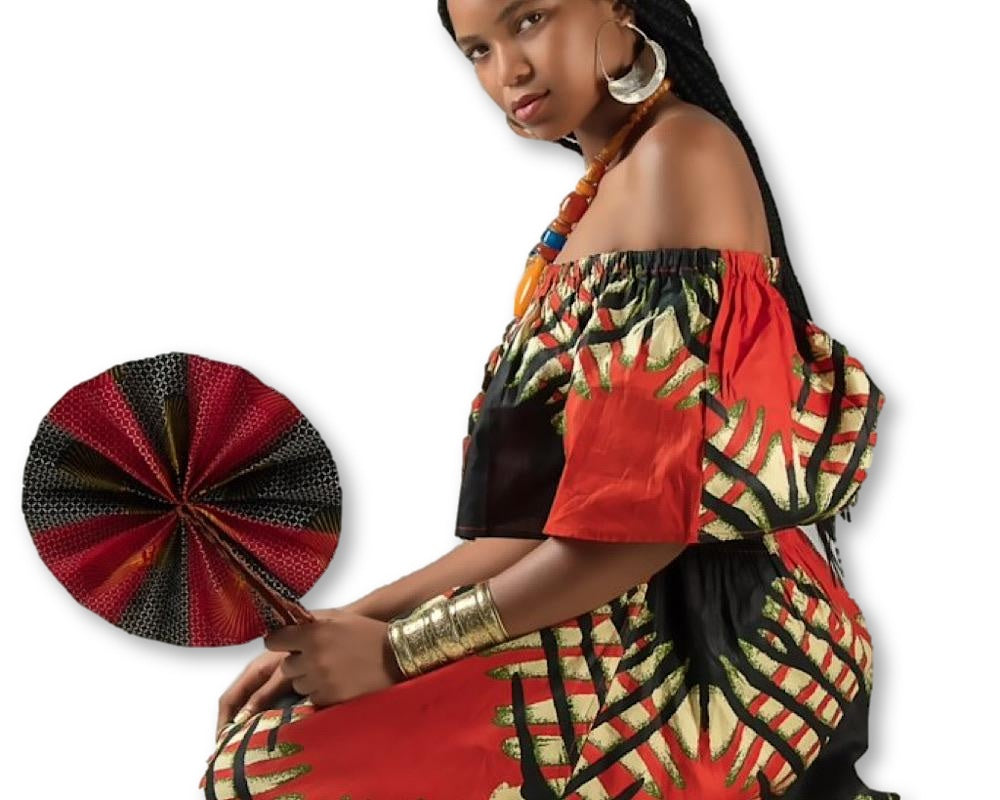 African Fan/African Fabric Fan/Ankara Fan/ Leather Folding Fan/ African Sougou collection - AFRICAN SOUGOU