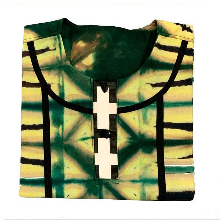 Yellow and green men short sleeves shirt - AFRICAN SOUGOU