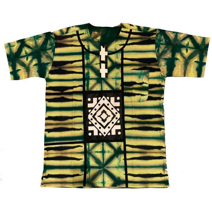 Yellow and green men short sleeves shirt - AFRICAN SOUGOU